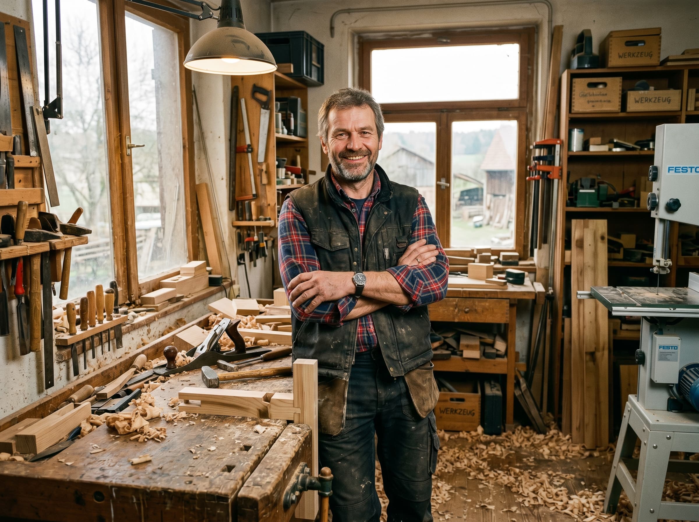 Handwerksmeister in seiner Werkstatt (Beispielfoto)